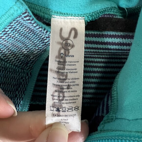IVIVVA by Lululemon teal zip up athletic jacket girls‎ size 10 Workout - Picture 6 of 8